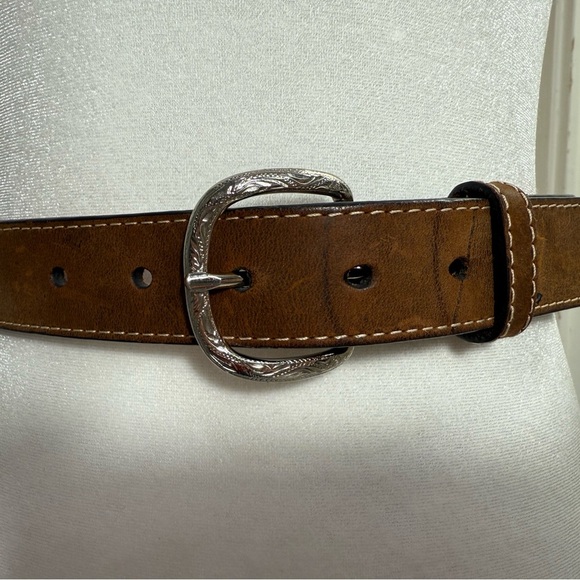 Nocona Other - Nocona Belt Co. Kids Western Leather Concho Belt Brown Silver‎ Buckle Size 28